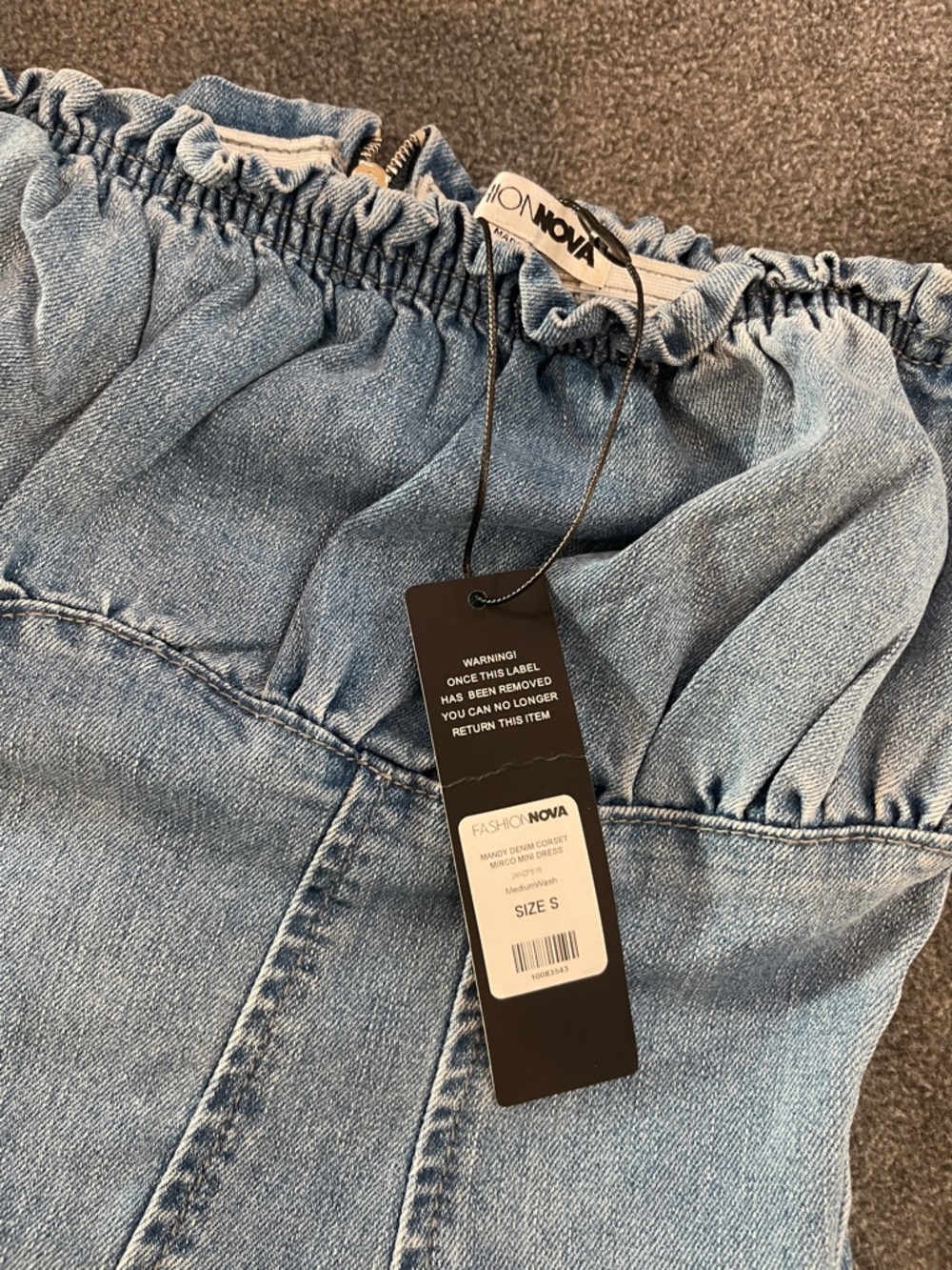 Fashion Nova Light Blue Denim Square-Neck Mini Dress - Picture 2 of 4